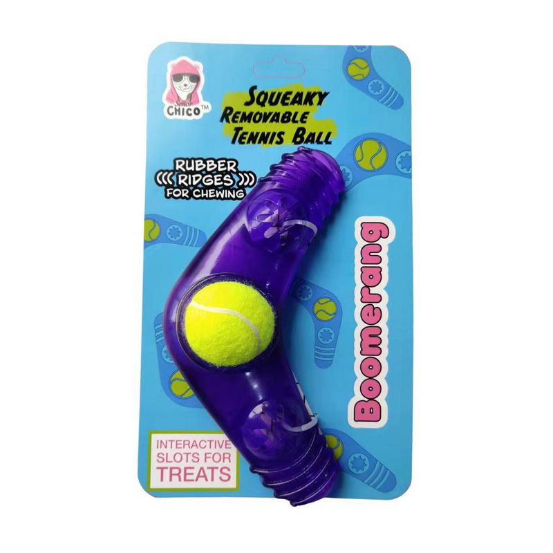 American Pet Supplies 7.5-Inch Boomerang with Treat Fill and Squeaker with Tennis Ball, 2 of 5