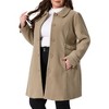 Agnes Orinda Women's Plus Size Peter Pan Collar Single Breasted with Pockets Pea Coats - 2 of 4