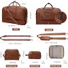 4-Piece Leather Weekender Duffel Bag Set with Shoe Compartment, Large Travel Carry-On Overnight Bag for Men & Women - 2 of 4