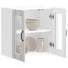 CLIHOME 2 Doors Contemporary Kitchen Wall Storage Cabinet Engineered Wood and Glass - 3 of 4