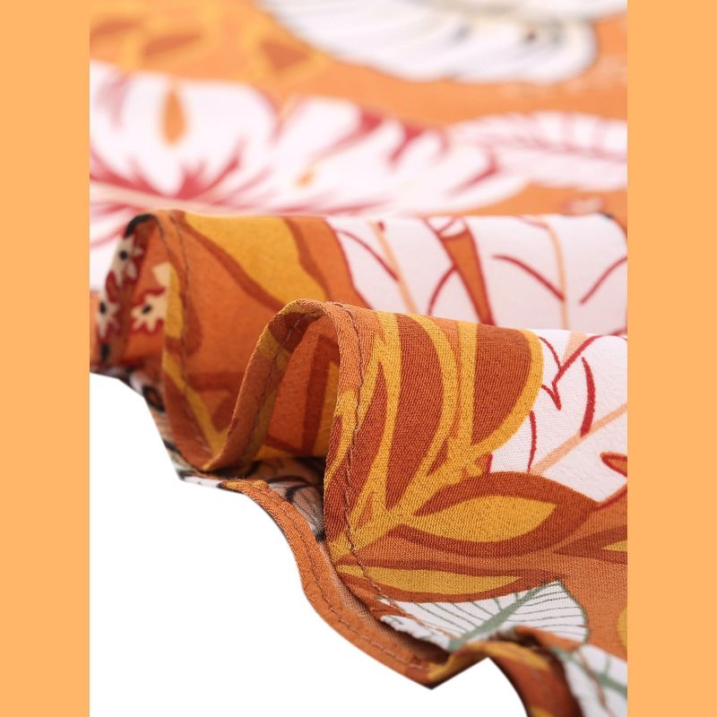 Allegra K Women's Tie Waist Hawaiian Tropical Floral Wrap Midi Skirt, 5 of 6