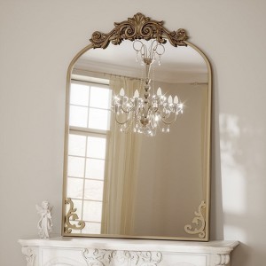 BEAUTYPEAK Vanity Wall Mirror Decorative Vintage Arch Bathroom Mirror with Designed Bottom - 1 of 4