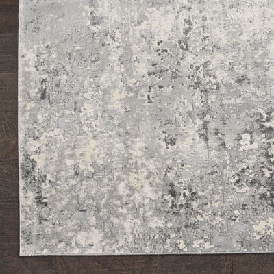Abstract Elegance 7'10" x 10'6" Grey and Ivory Modern Area Rug