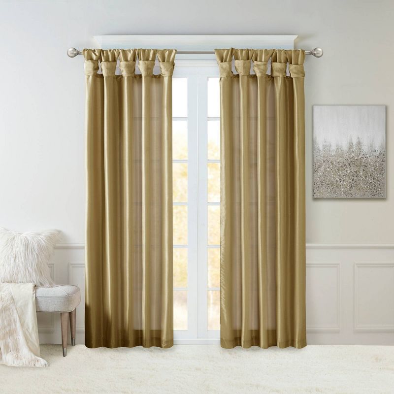 Lillian Twisted Tab Light Filtering Lined Curtain Panel, 1 of 11