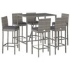vidaXL Patio Bar Set Outdoor Table and Chair Set with Cushions Poly Rattan - Gray 43.3" Table Length 6 Piece - 3 of 4