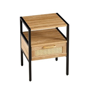 NicBex Modern Nightstand Bedside End Table with Rattan Woven Drawer for Bedroom & Living Room - 1 of 4