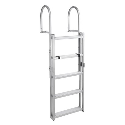 5-Step Dock Ladder Height Adjustable 51-63 inch Aluminum Boat Ladder 350lbs Load