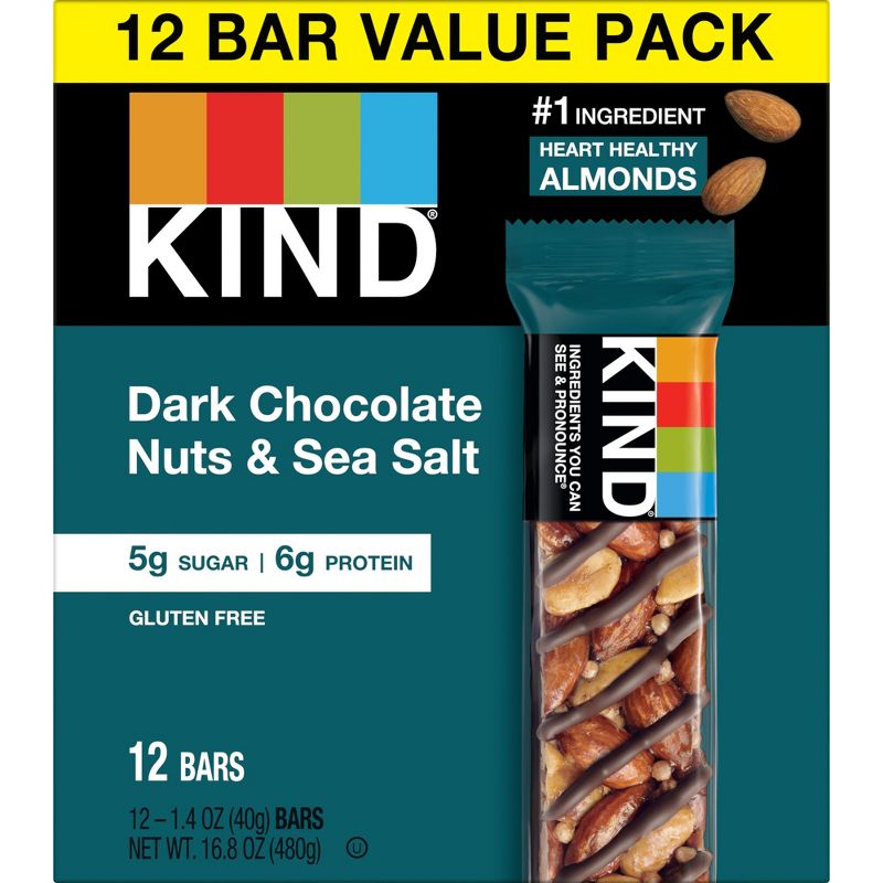 Kind Dark Chocolate Nuts & Sea Salt Nutrition Bars 12ct / 1.4oz, 3 of 15