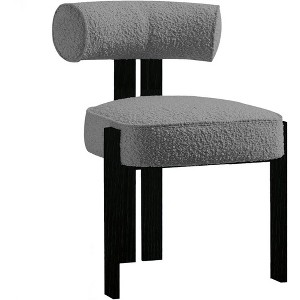 Modern Boucle Dining Chairs, Ergonomic Curved Back Design, Comfortable Kitchen Chairs with Rubber Wood Legs for Dining Room & Living Room - 1 of 4
