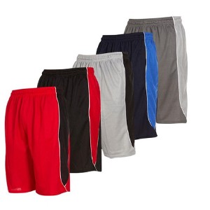 Mens Moisture Wicking Athletic Basketball & Gym Workout Shorts with Pockets Multipack, Up to 3XL, Pack of 5 - 1 of 4