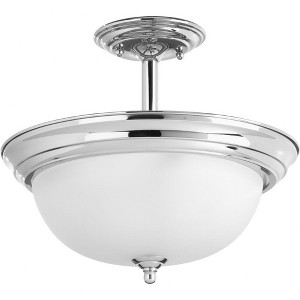Progress Lighting, Melon Collection, 2-Light Semi-Flush Mount, Brushed Nickel, Dome Shaped Glass - 1 of 3