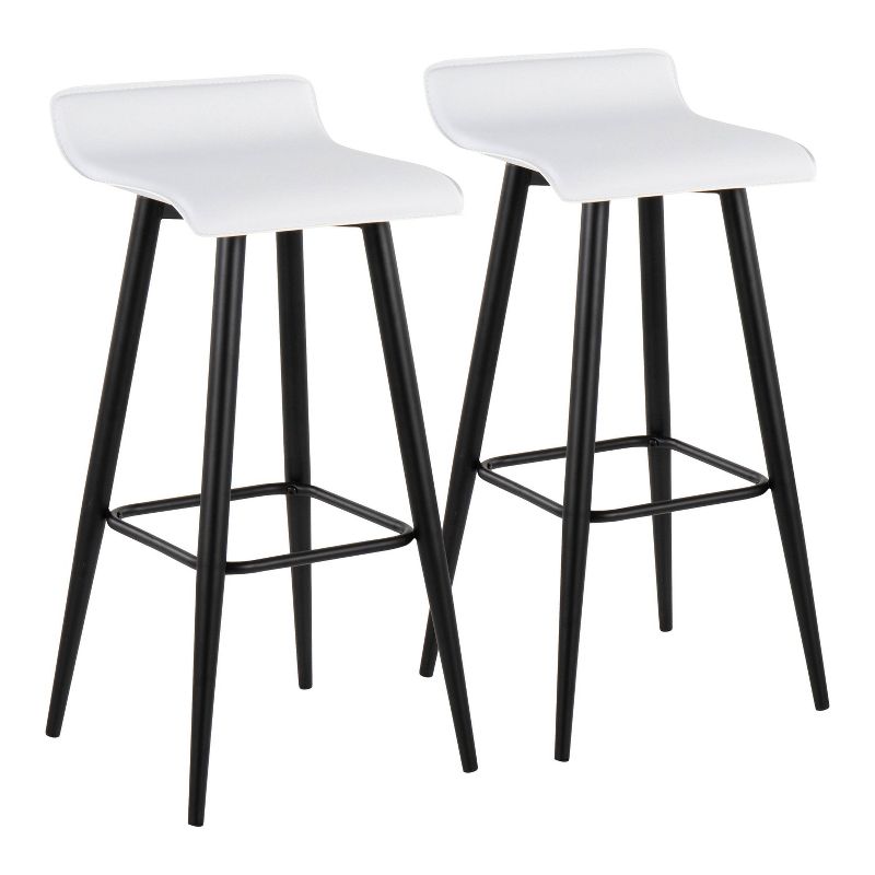 Set of 2 Ale Faux Leather/Steel Barstools Black/White - LumiSource, 1 of 12