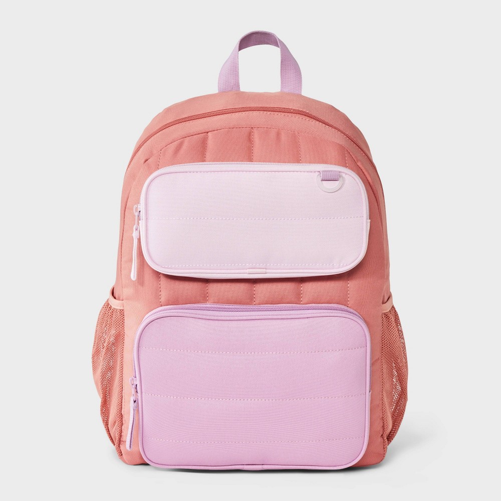 Girls' 16" Two Pocket Colorblock Backpack - Cat & Jack™ Pink