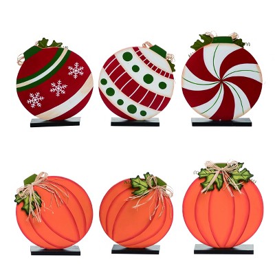 Transpac Wood 10.5 in. Multicolor Harvest Pumpkin Ornament Decor Set of 3