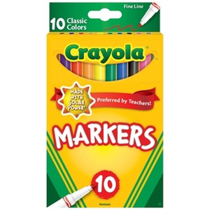 Crayola 10ct Kids Fine Line Markers Classic Colors: Non-Toxic Skinny Artist Markers, School Supplies for Ages 3+ - 1 of 4