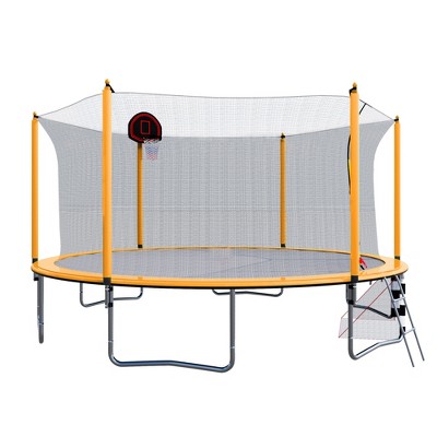 VYNXARIA 16FT Orange Trampoline with Basketball and Soccer Features - Ultimate Family Fun Center
