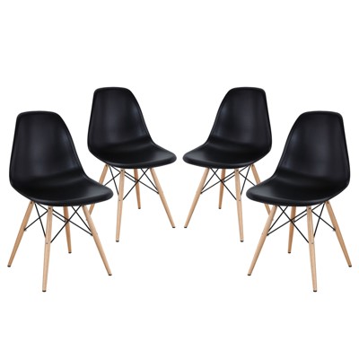 Set of 4 Pyramid Dining Side Chairs Black - Modway