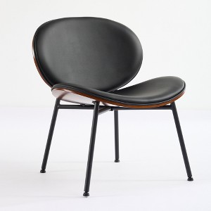 Vynxaria Black Mid-Century Modern Shell Accent Chairs - Tripod Design, Walnut Finish - 1 of 4