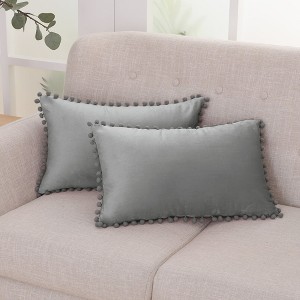Deconovo Velvet Pom-Pom Pillow Covers 2-Pack – Multiple Sizes (Cover Only) - 1 of 4