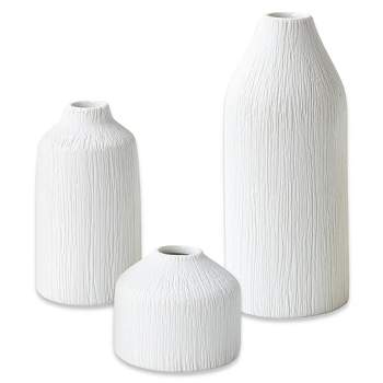 Kate Aspen Boho Ceramic Bud Vase - White (Set of 3) | 23281NA
