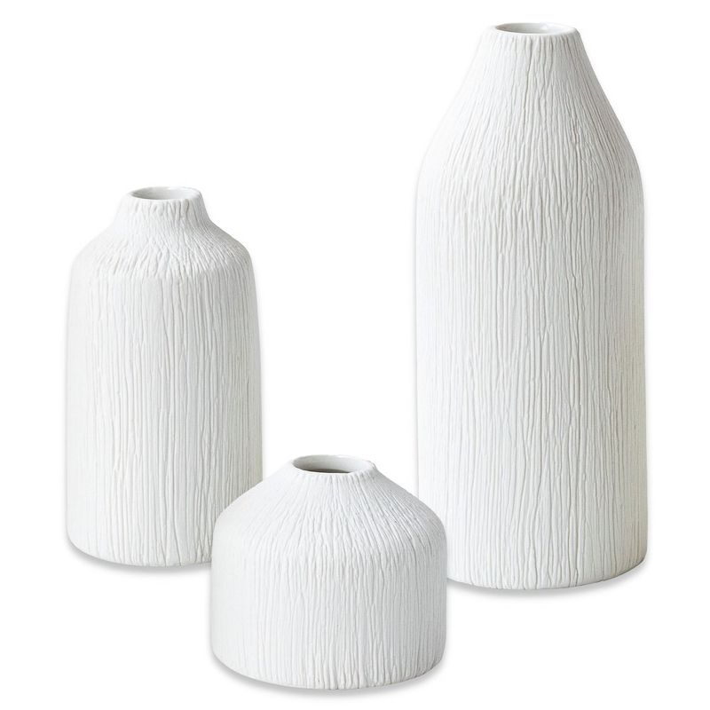 Kate Aspen Boho Ceramic Bud Vase - White (Set of 3) | 23281NA, 1 of 9