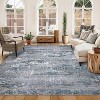 Acekool 6x9 Washable Vintage Area Rug, Soft Distressed Abstract Low-Pile Non-Slip Carpet for Living Room, Bedroom, Dining Room, Blue/Grey - 3 of 4