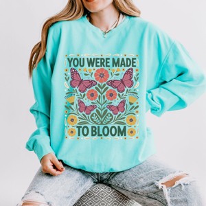 Simply Sage Market You Were Made To Bloom Lightweight Garment Dyed Sweatshirt - 1 of 4