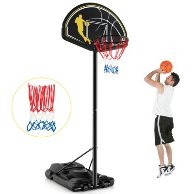 Safstar 4.25-10FT Portable Adjustable Basketball Goal Hoop System w/2 Nets Fillable Base