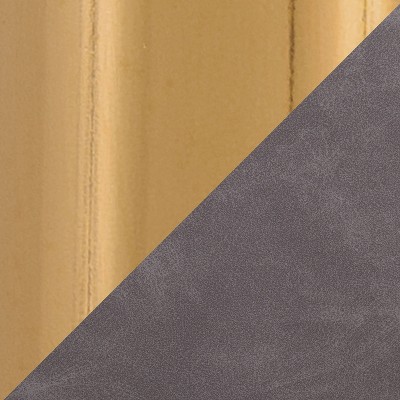 Gold Metal and Gray Faux Leather Counter Stools, Set of 2