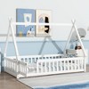 VASIP Twin Tent-Shaped Floor Bed with Guardrails and Support Slats, for Kids' Room ,Gray - 3 of 4