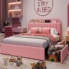 Queen Platform Bed Frame with Boucle Upholstery, 2 Flexible Storage Drawers & Bookcase Headboard, Noise-Free Metal Frame, No Box Spring Needed - 3 of 4