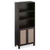Okak Farmhouse Bookshelf,  Display Shelf with 4 Tiers and Adjustable Glass Shelves, Storage Organizer for Living Room, Kitchen, Bedroom, White - 3 of 4