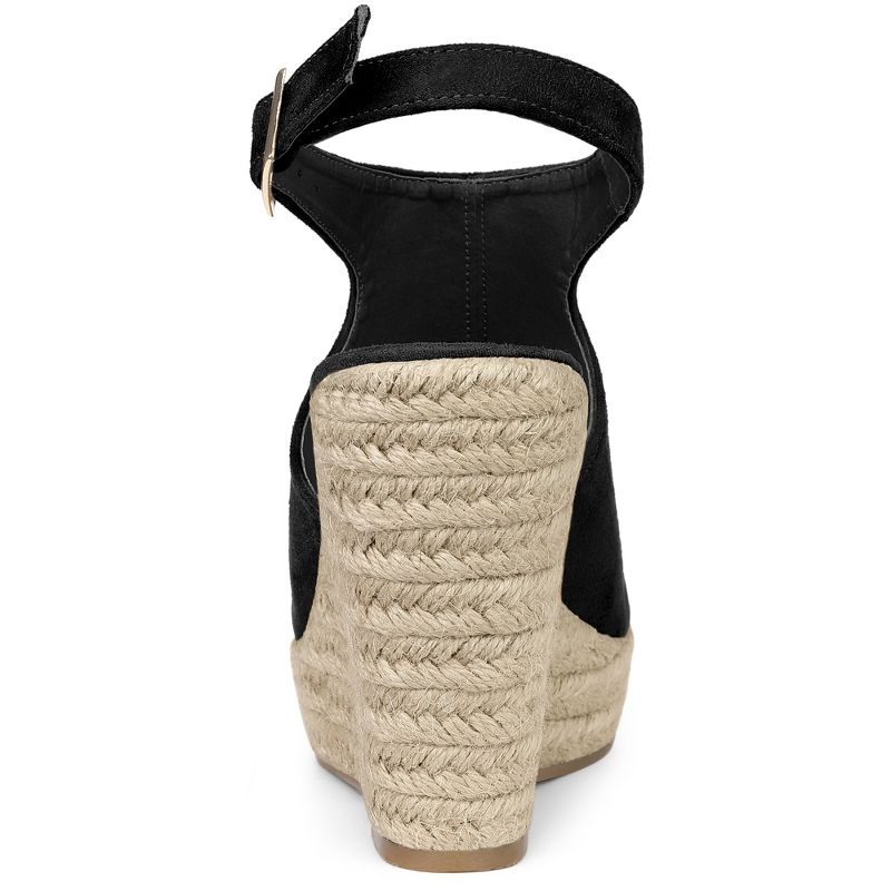 Allegra K Women's Slingback Peep Toe Espadrilles Platform Wedge Heels Sandals, 4 of 7