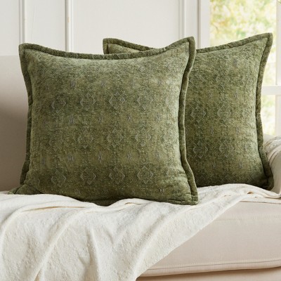 Sage Green Chenille 20" x 20" Decorative Pillow Covers Set of 2