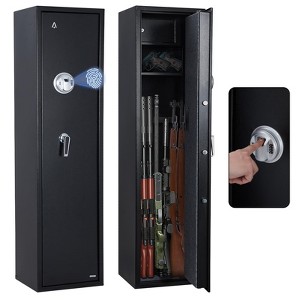 5-6 Gun Safe for Rifles & Pistols ¨C Large Biometric & Digital Keypad Gun Cabinet with Adjustable Rifle Rack & Removable Shelf - 1 of 4
