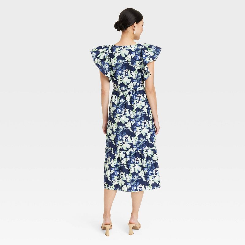 Women's Flutter Short Sleeve Poplin Tiered Midi Dress - A New Day™, 3 of 12