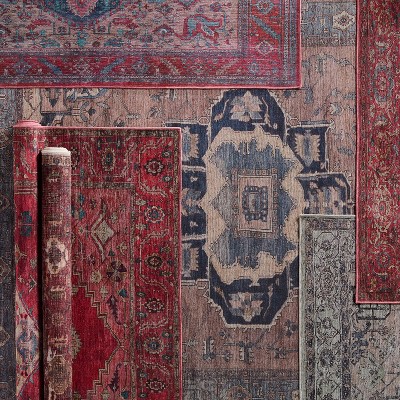 Barrymore 4' x 6' Blue Synthetic Medallion Area Rug