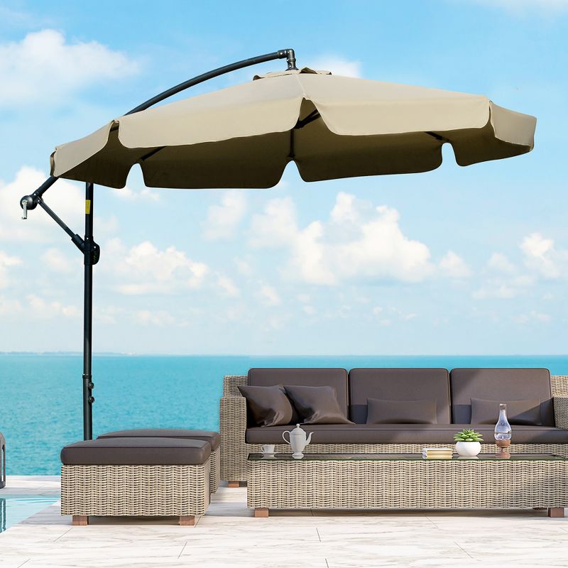 Outsunny 9FT Offset Hanging Patio Umbrella Cantilever Umbrella with Easy Tilt Adjustment, Cross Base and 8 Ribs for Backyard, Poolside, Lawn and Garden, 2 of 7
