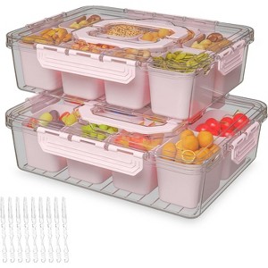 Acoinel Divided Serving Tray with Lid and Handles 8 Compartments Snack Box Container Charcuterie Organizer - 1 of 4