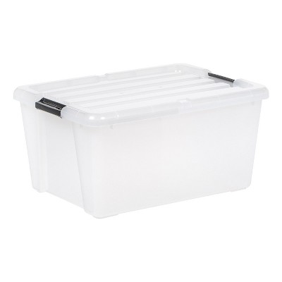 IRIS USA 3 Pack 144qt Large Clear View Plastic Storage Bin with Lid and  Secure Latching Buckles