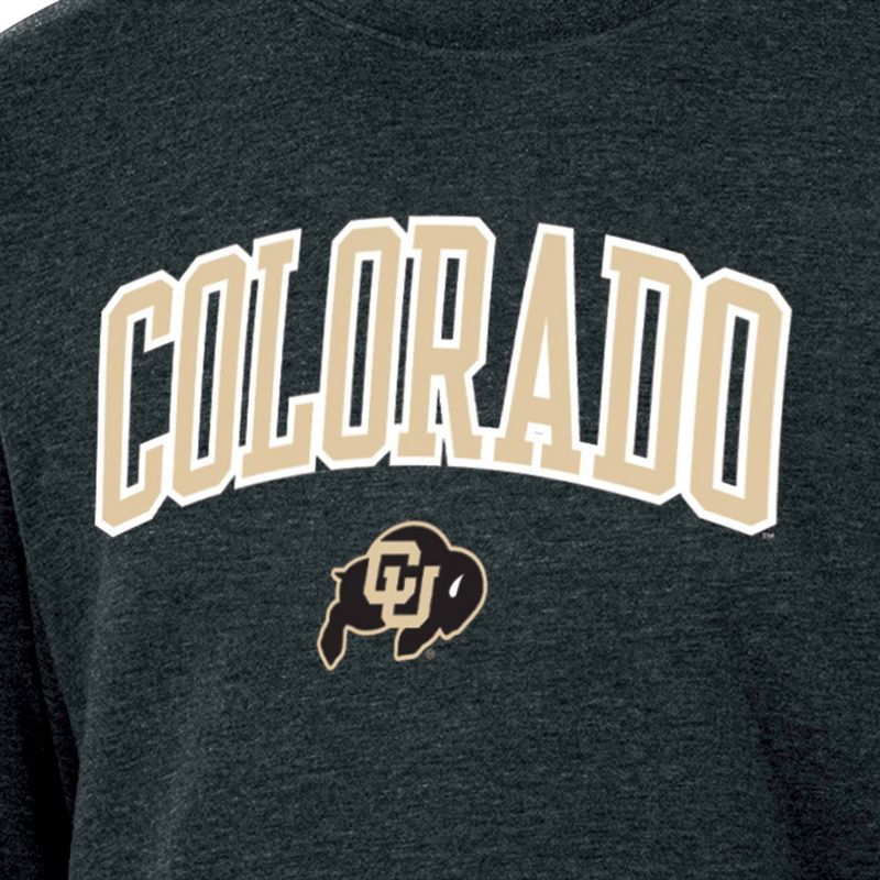 NCAA Colorado Buffaloes Men&#39;s Heathered Crew Neck Fleece Sweatshirt, 3 of 4