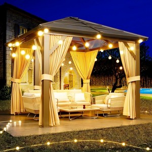 Hardtop Gazebo with Polycarbonate Double Roof, Aluminum Frame Outdoor Gazebo - 1 of 4