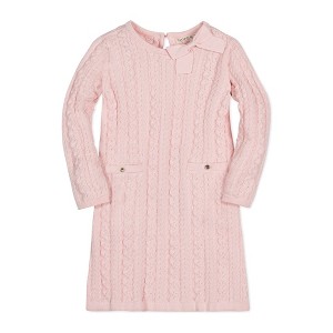 Hope & Henry Girls' Organic Long Sleeve Bow Detail Cable Sweater Dress, Kids - 1 of 4