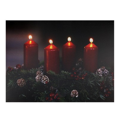 Northlight Pre-Lit Red and Black LED Flickering Candle Christmas Wall Art 12" x 15.75"