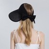 Anna-Kaci Womens Roll Up Straw Sun Visor Wide Brim Bow Detail Adjustable UV Protection Packable Hat - 2 of 4