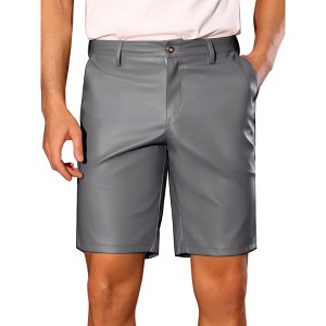 Lars Amadeus Men's Hip Hop Party Disco Faux Leather Shorts - 1 of 4