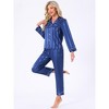cheibear Women's Satin Soft Button-Down Sleepwear with Pants Lounge Pajama Set - 3 of 4