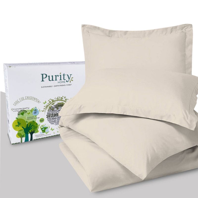 Purity Home 3pc 400 Thread Count Cotton Percale Duvet Set, 4 of 8