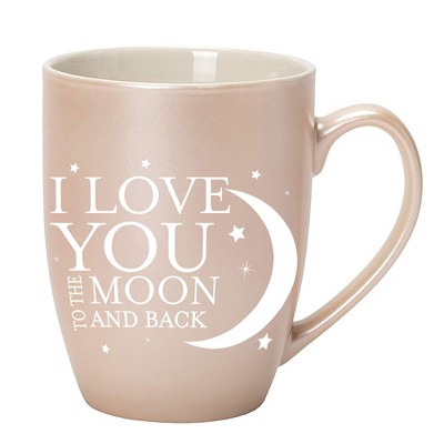 Elanze Designs I Love You To The Moon And Back White and Precious Pearl 10 ounce New Bone China Coffee Cup Mug