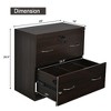 Costway 2-Drawer File Cabinet w/Lock, Hinging Bar Letter & Legal Size Espresso - 3 of 4
